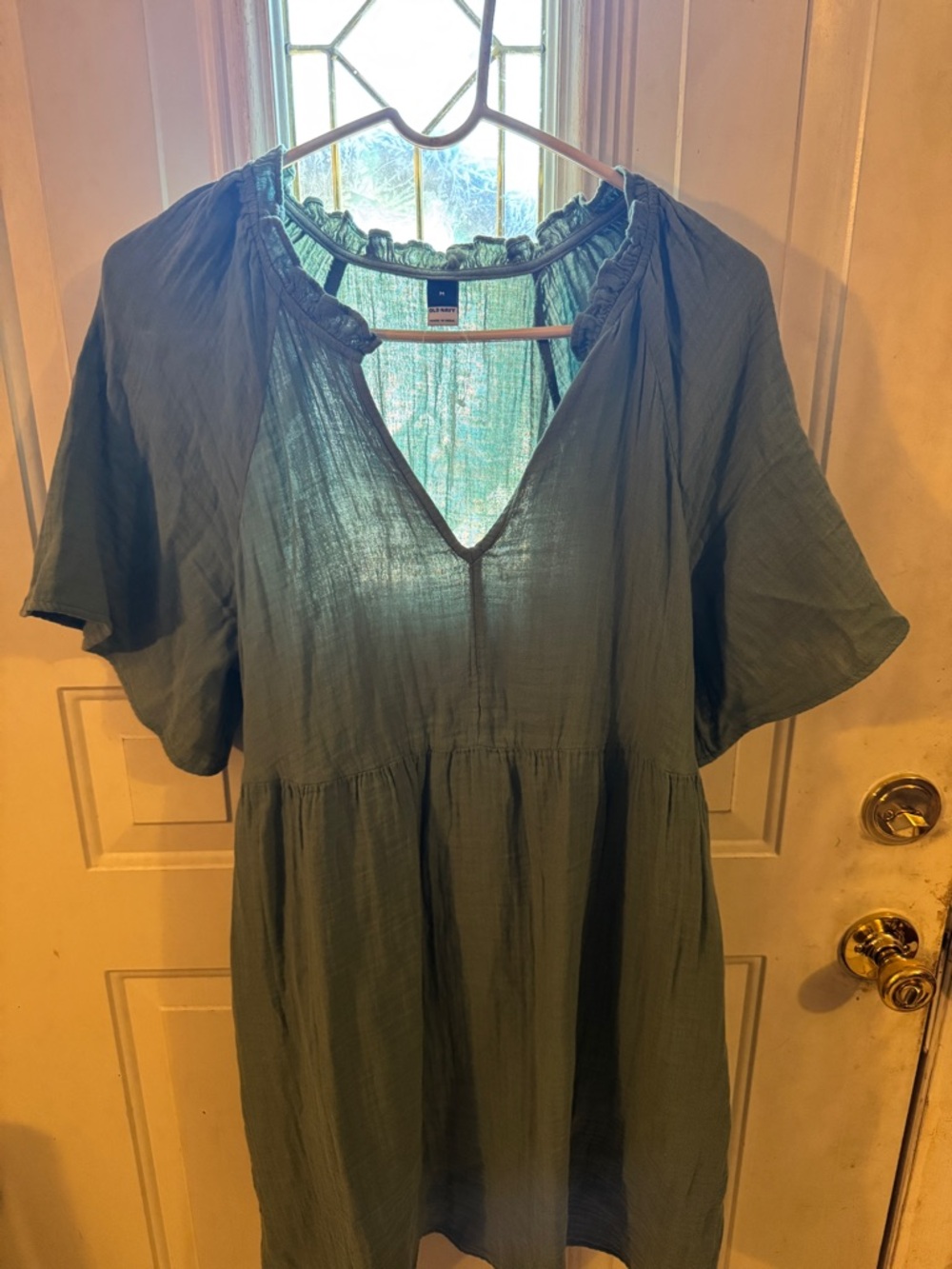 Old Navy Olive Green Short Sleeve Peasant dress